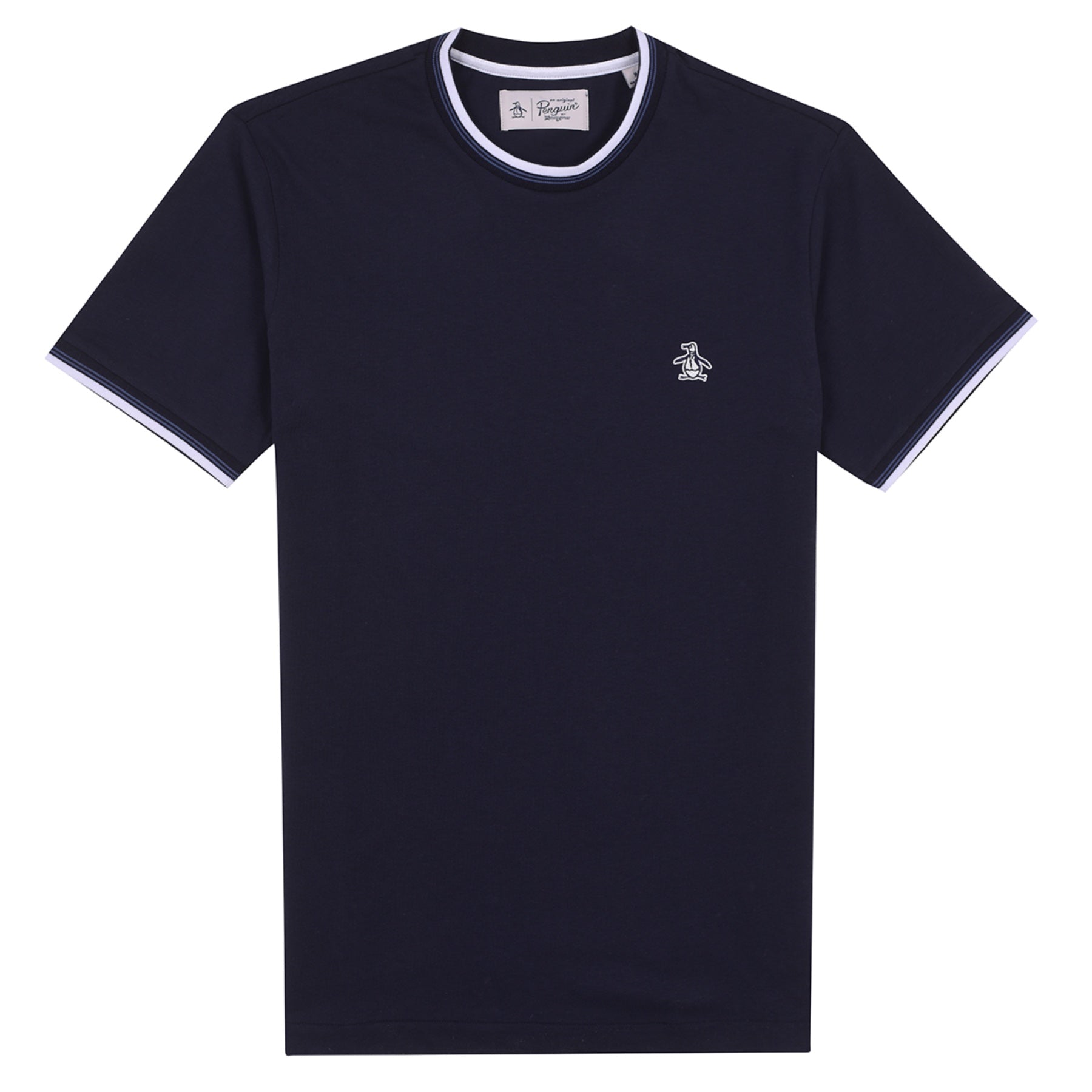 Original Penguin Sticker Pete Tipped Ringer Organic Cotton T-Shirt In Dark Sapphire(Stcker Pete Tipped Ringer Organic Cotton T Shirt Blue Opkb0718gp 413)
