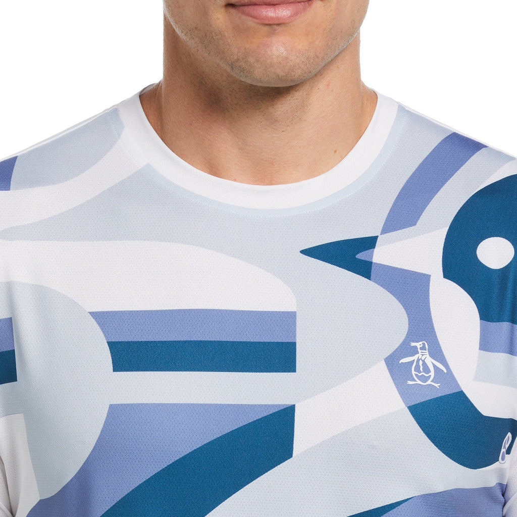 Original Penguin Colour Block Abstract Print Performance Tennis T-Shirt In Bright White(Color Block Abstract Print Performance Tennis Tee White O1kfe007gg 118)