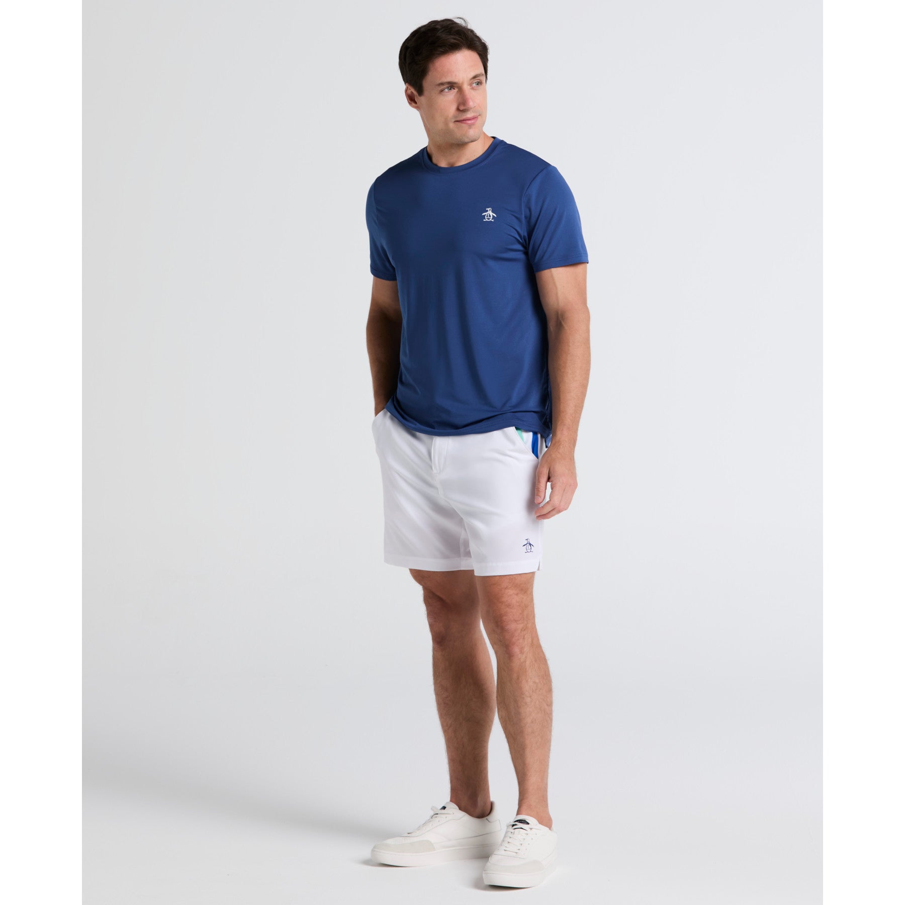 Original Penguin Performance Heritage Blocked 7" Tennis Shorts In Bright White(Performance Heritage Blocked 7 Tennis Shorts White O1bsf006gg 118)