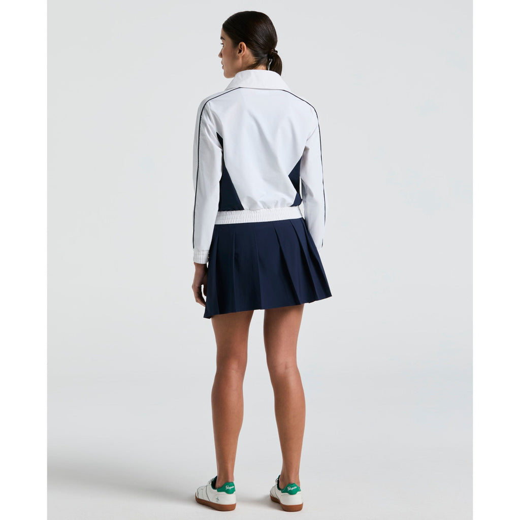 Original Penguin Women's Cropped 1/4 Zip Colour Block Tennis Jacket In Bright White(Womens Cropped 14 Zip Colour Block Tennis Jacket White O1jsf002gg 118)