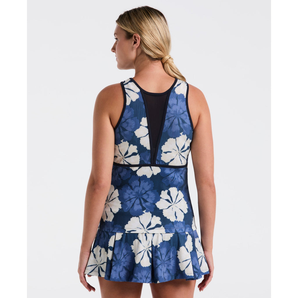 Original Penguin Women's Fuji Floral Tennis Tank Top In Black Iris(Womens Fuji Floral Tennis Tank Top Blue O1kff016gg 417)