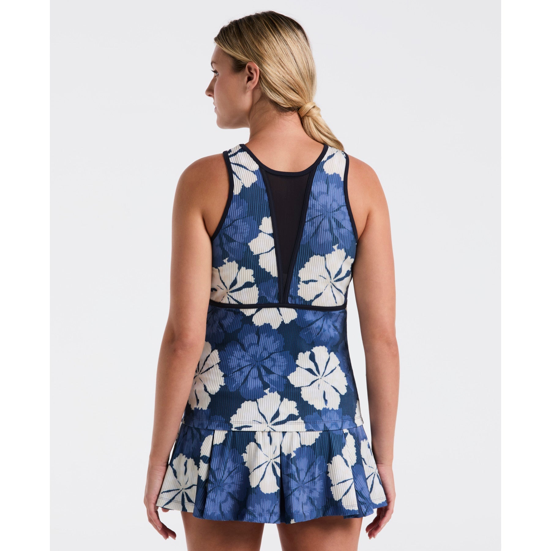 Original Penguin Women's Fuji Floral Tennis Tank Top In Black Iris(Womens Fuji Floral Tennis Tank Top Blue O1kff016gg 417)