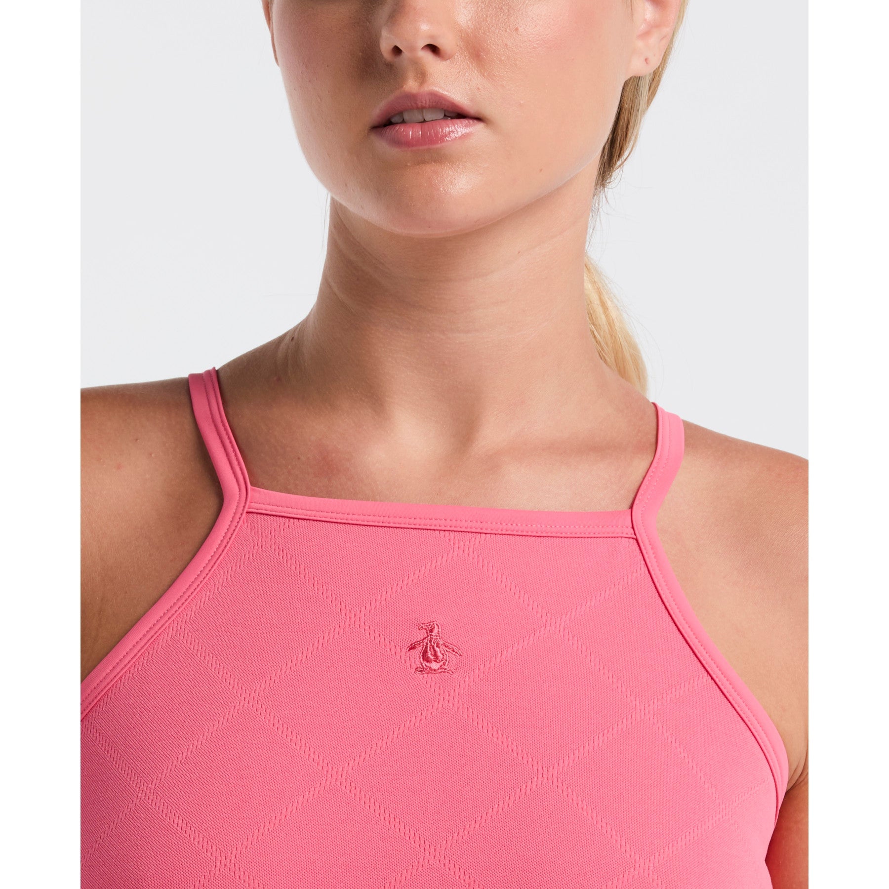 Original Penguin Women's Jacquard Tennis Tank Top In Camellia Rose(Womens Jacquard Tennis Tank Top Pink O1kff021gg 660)