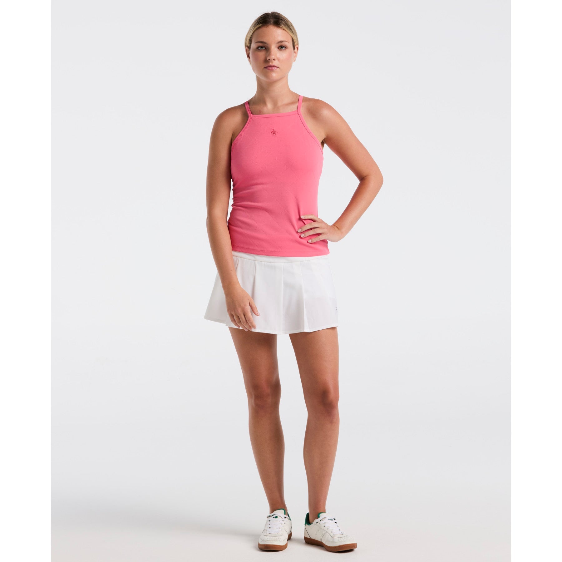 Original Penguin Women's Jacquard Tennis Tank Top In Camellia Rose(Womens Jacquard Tennis Tank Top Pink O1kff021gg 660)