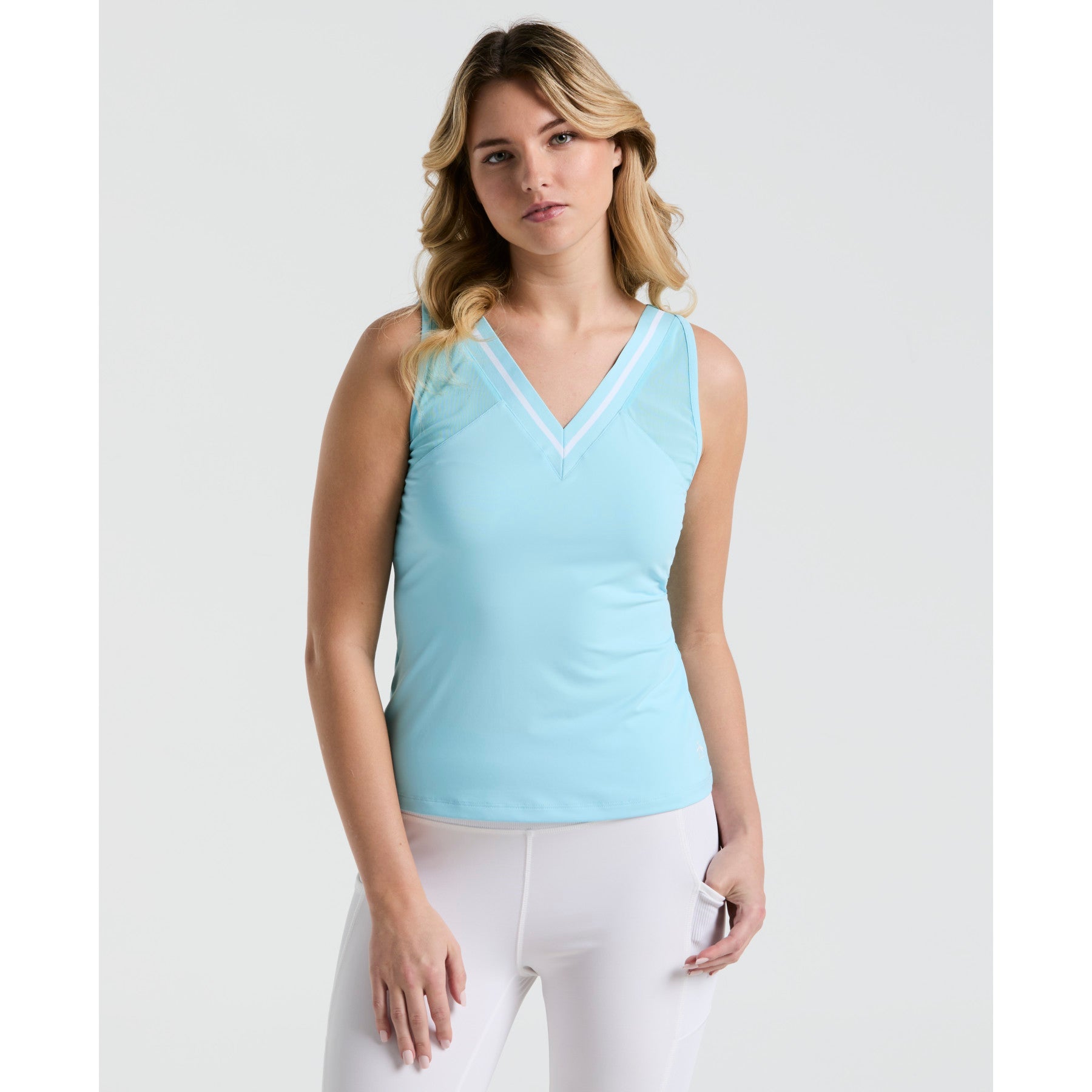 Original Penguin Women's Tennis Colour Block Tank Top In Castaway(Womens Tennis Colour Block Tank Top Blue O1ksf020gg 445)