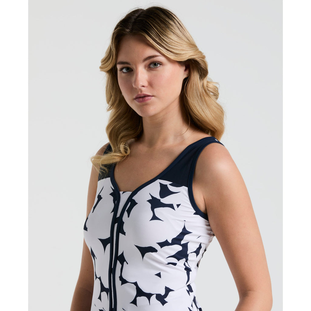 Original Penguin Women's Tennis Riviera Floral Print Tank Top In Black Iris(Womens Tennis Riviera Floral Print Tank Top Blue O1ksf032gg 417)