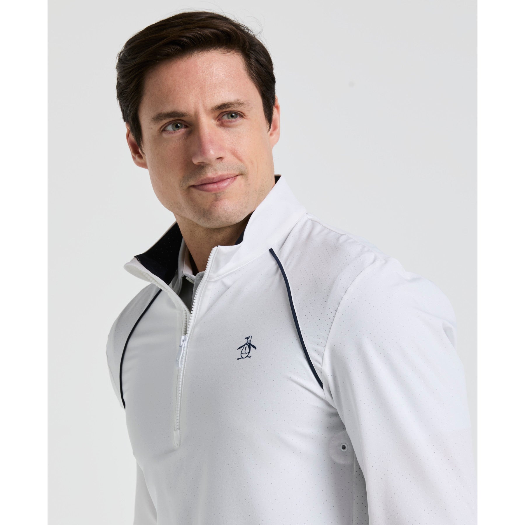 Original Penguin 1/4 Zip Tennis Jacket In Bright White(14 Zip Tennis Jacket White O1wsf002gg 118)