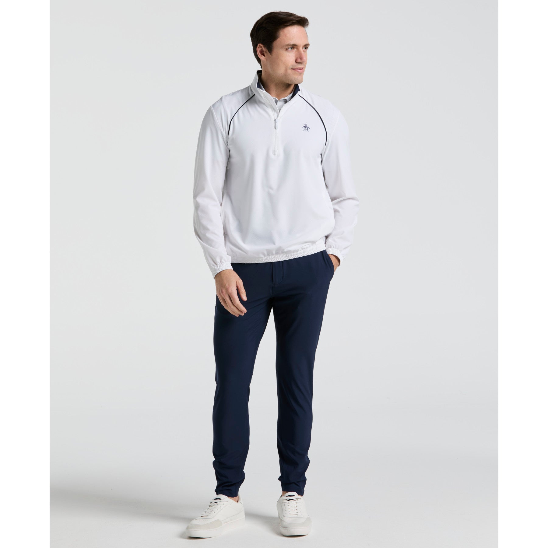 Original Penguin 1/4 Zip Tennis Jacket In Bright White(14 Zip Tennis Jacket White O1wsf002gg 118)