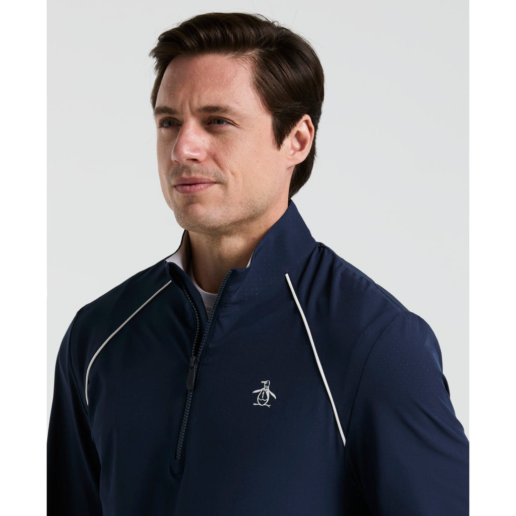 Original Penguin 1/4 Zip Tennis Jacket In Black Iris(14 Zip Tennis Jacket Blue O1wsf002gg 417)