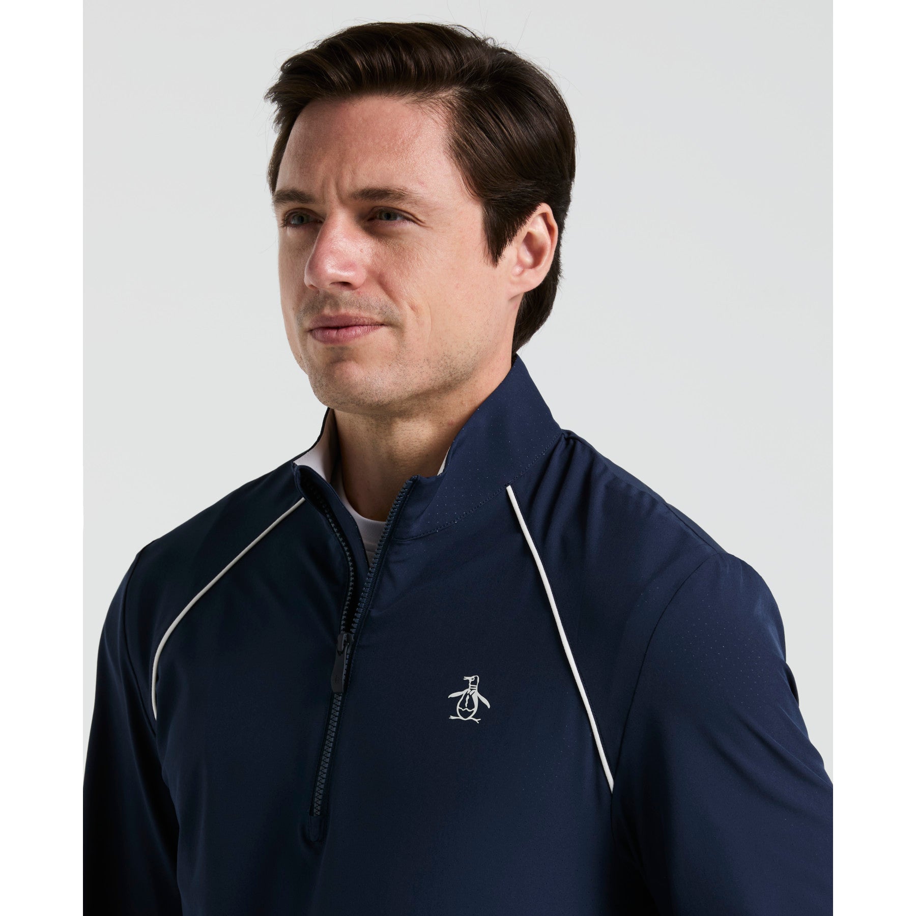 Original Penguin 1/4 Zip Tennis Jacket In Black Iris(14 Zip Tennis Jacket Blue O1wsf002gg 417)