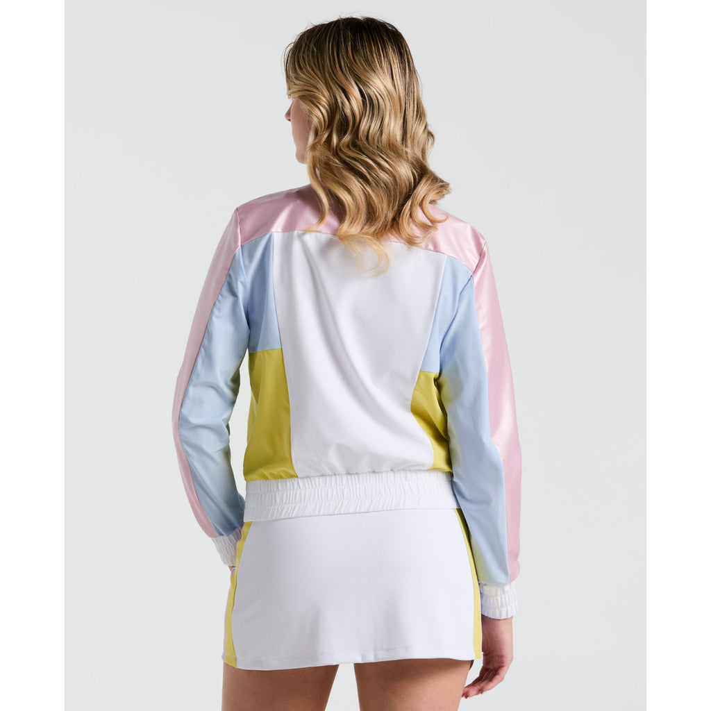 Original Penguin Women's Colour Block Cropped Tennis 1/4 Zip Jacket In Bright White(Womens Colour Block Cropped Tennis 14 Zip Jacket White O1wsf003gg 118)