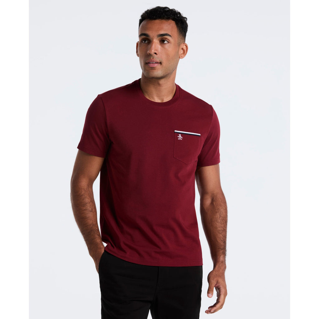 Original Penguin Earl Tape Tipped Pocket T-Shirt In Cabernet(Earl Tape Tipped Pocket T Shirt Red Ocksb025gp 605)