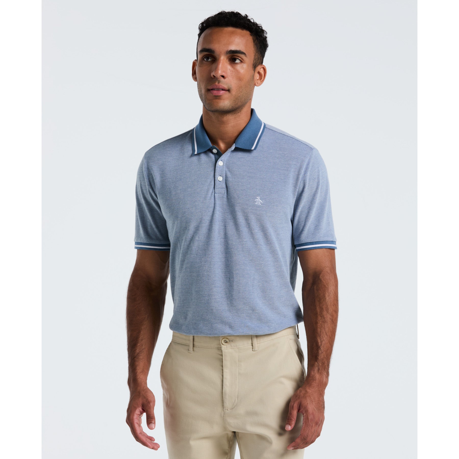 Original Penguin Birdseye Pique Tipped Polo Shirt In Copen Blue(Birdseye Pique Tipped Polo Shirt Blue Ocksb510gp 443)