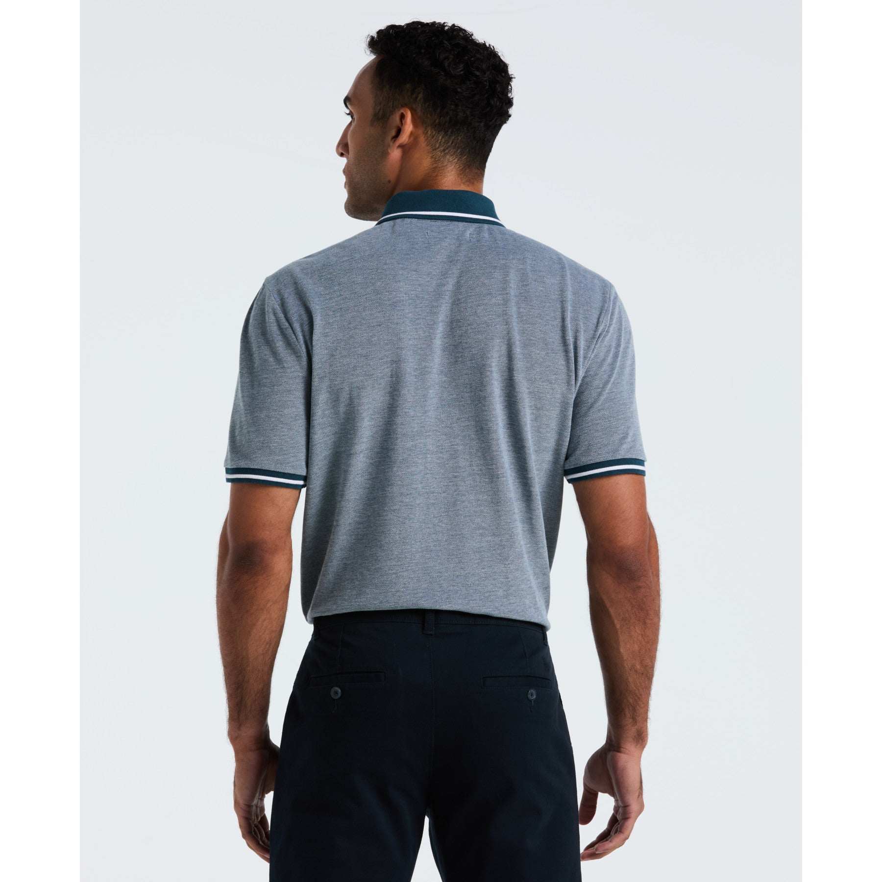 Original Penguin Birdseye Pique Tipped Polo Shirt In Reflecting Pond(Birdseye Pique Tipped Polo Shirt Blue Ocksb510gp 470)