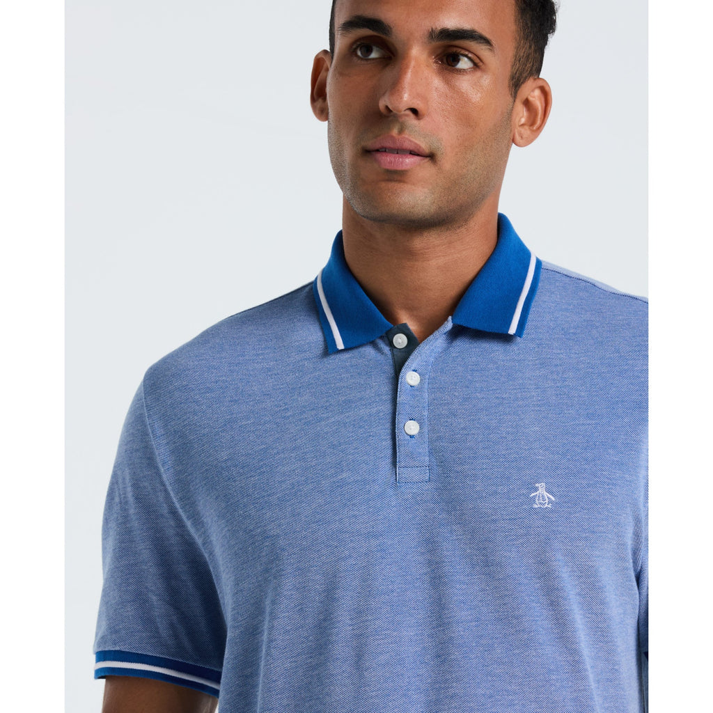 Original Penguin Birdseye Pique Tipped Polo Shirt In Classic Blue(Birdseye Pique Tipped Polo Shirt Blue Ocksb510gp 488)