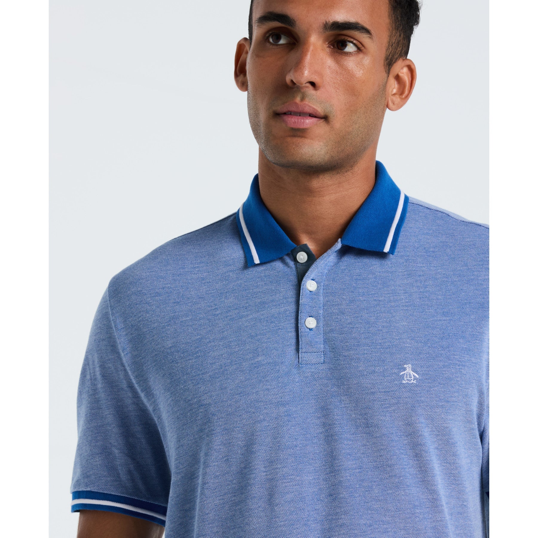 Original Penguin Birdseye Pique Tipped Polo Shirt In Classic Blue(Birdseye Pique Tipped Polo Shirt Blue Ocksb510gp 488)