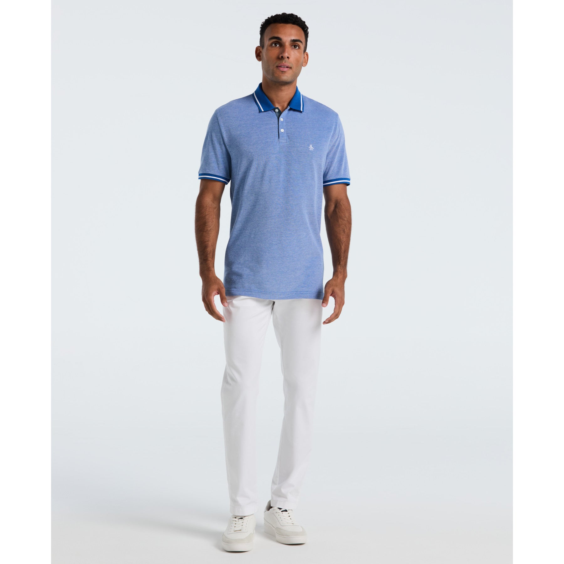 Original Penguin Birdseye Pique Tipped Polo Shirt In Classic Blue(Birdseye Pique Tipped Polo Shirt Blue Ocksb510gp 488)
