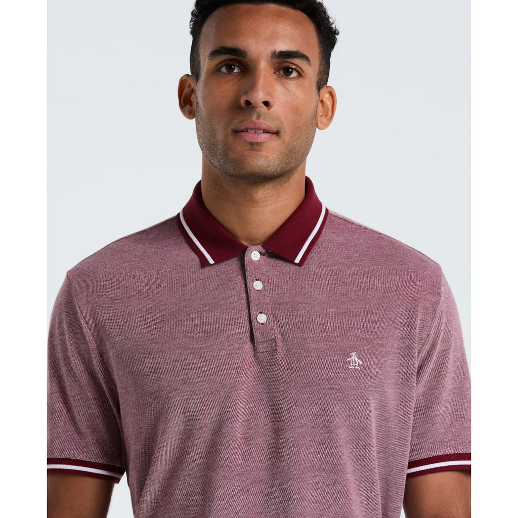 Original Penguin Birdseye Pique Tipped Polo Shirt In Cabernet(Birdseye Pique Tipped Polo Shirt Red Ocksb510gp 605)