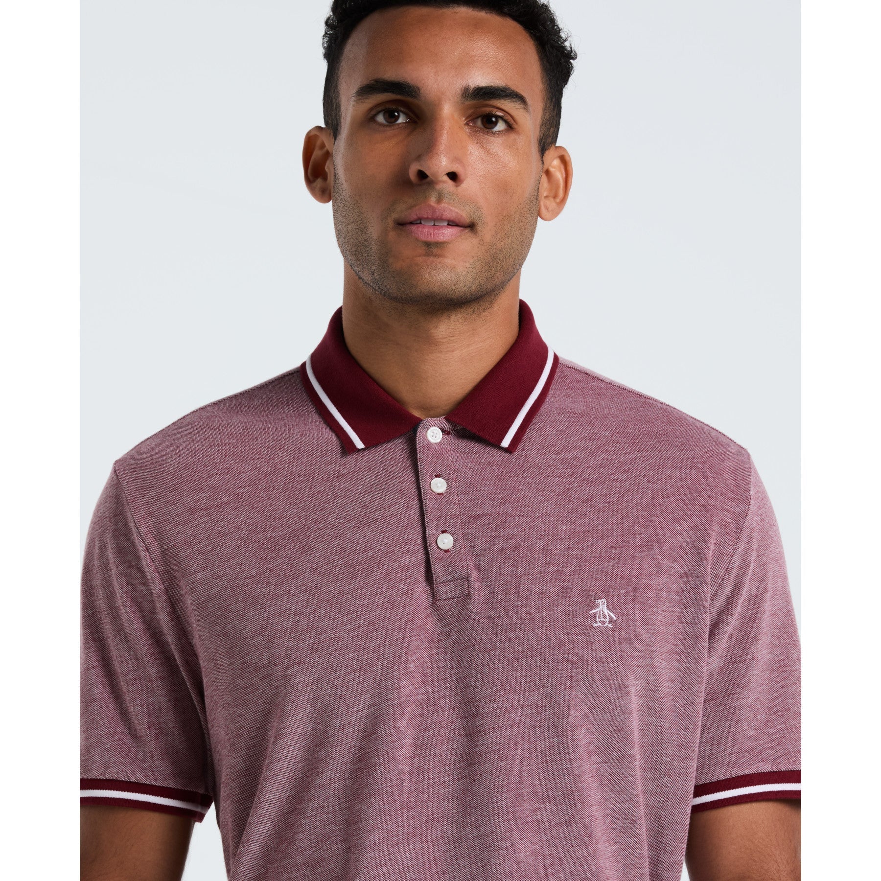 Original Penguin Birdseye Pique Tipped Polo Shirt In Cabernet(Birdseye Pique Tipped Polo Shirt Red Ocksb510gp 605)