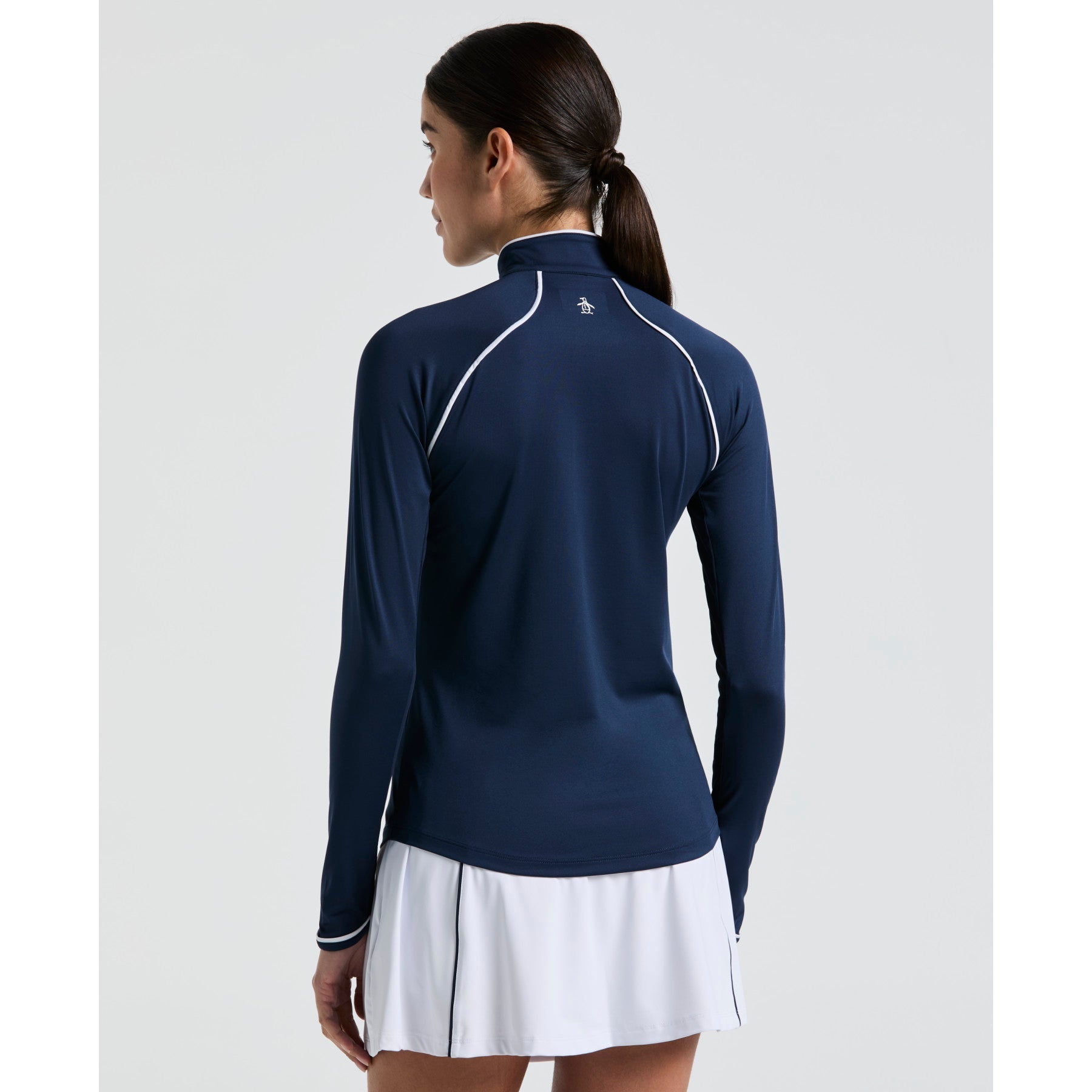 Original Penguin Women's Long Sleeve Top With Sun Protection In Black Iris(Womens Long Sleeve Quarter Zip Tennis Shirt Blue Ogksc098gg 417)