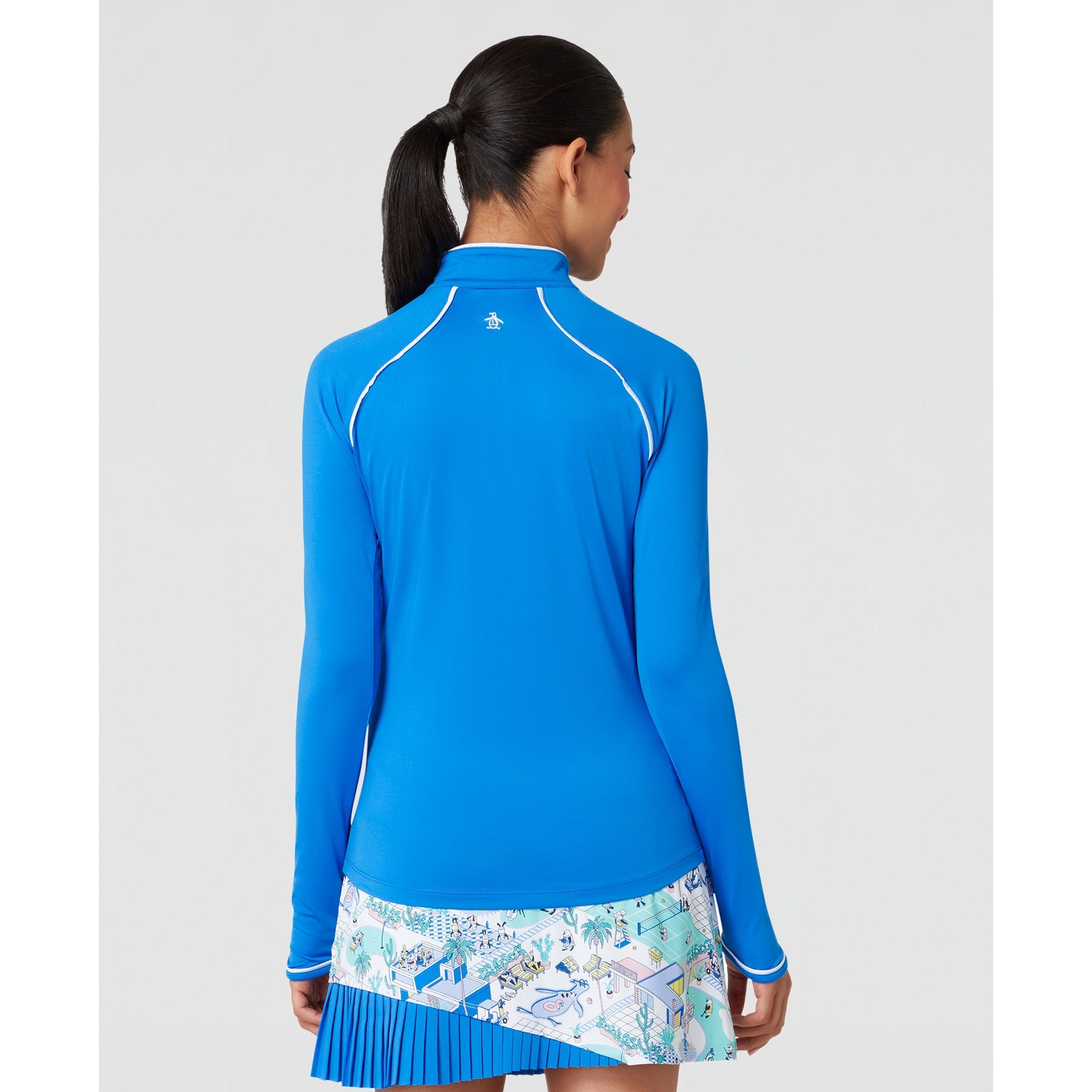 Original Penguin Women's Long Sleeve Top With Sun Protection In French Blue(Womens Long Sleeve Top With Sun Protection Blue Ogksc098gg 478)