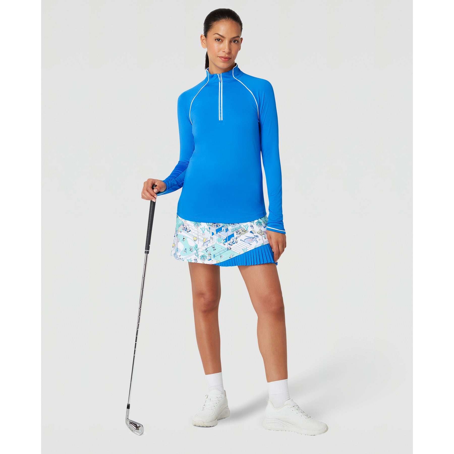 Original Penguin Women's Long Sleeve Top With Sun Protection In French Blue(Womens Long Sleeve Top With Sun Protection Blue Ogksc098gg 478)
