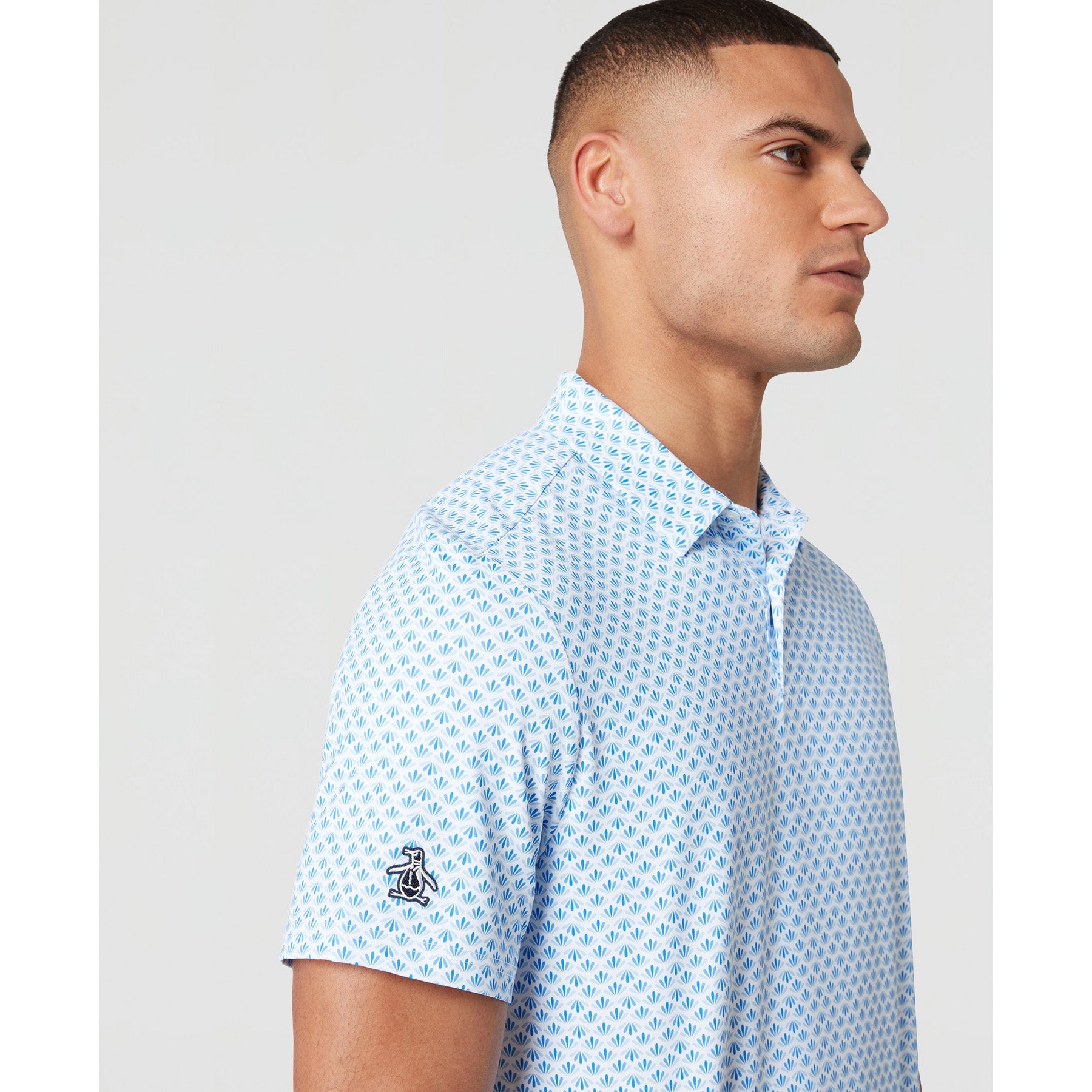 Original Penguin Retro Geo Print Golf Polo Shirt In French Blue(Retro Geo Print Golf Polo Shirt Blue Ogksc0e6gg 478)