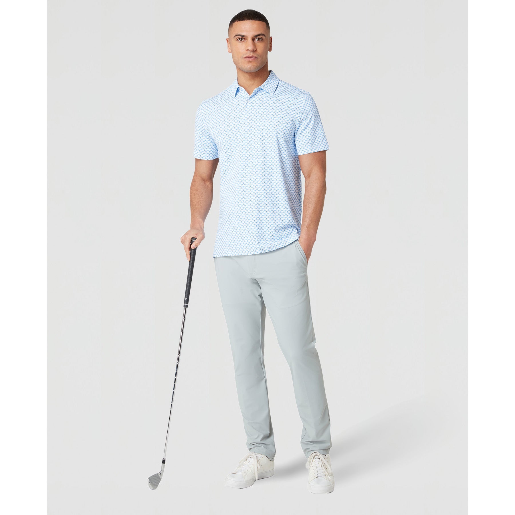 Original Penguin Retro Geo Print Golf Polo Shirt In French Blue(Retro Geo Print Golf Polo Shirt Blue Ogksc0e6gg 478)