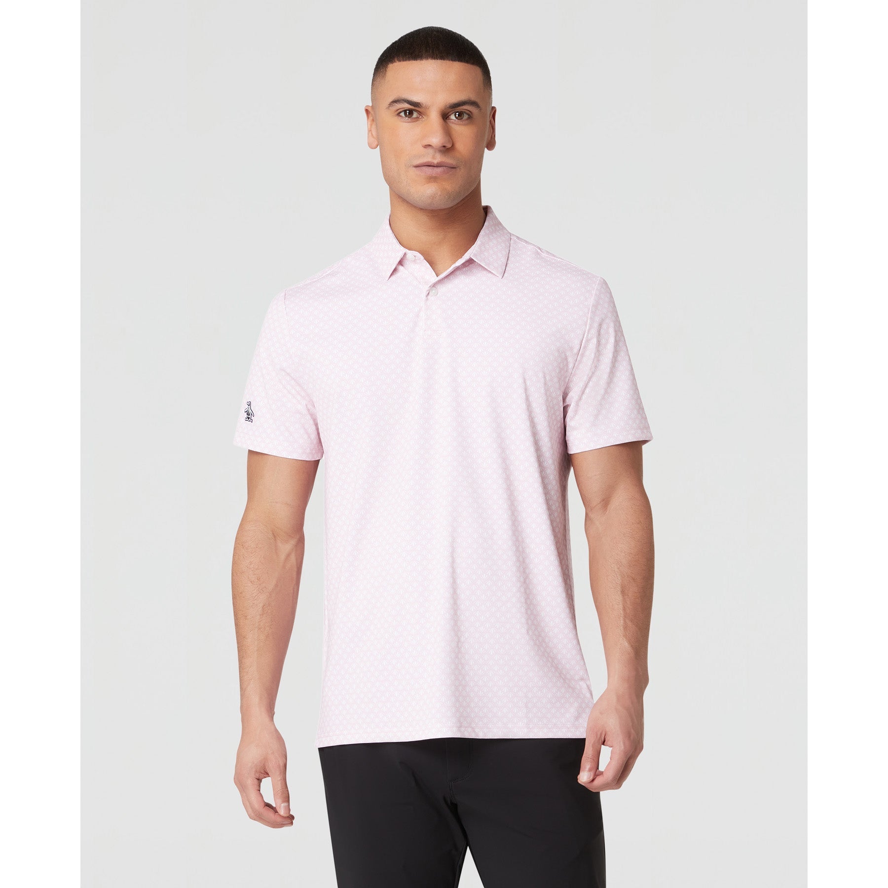 Original Penguin Retro Geo Print Golf Polo Shirt In Charm Pink(Retro Geo Print Golf Polo Shirt Pink Ogksc0e6gg 689)