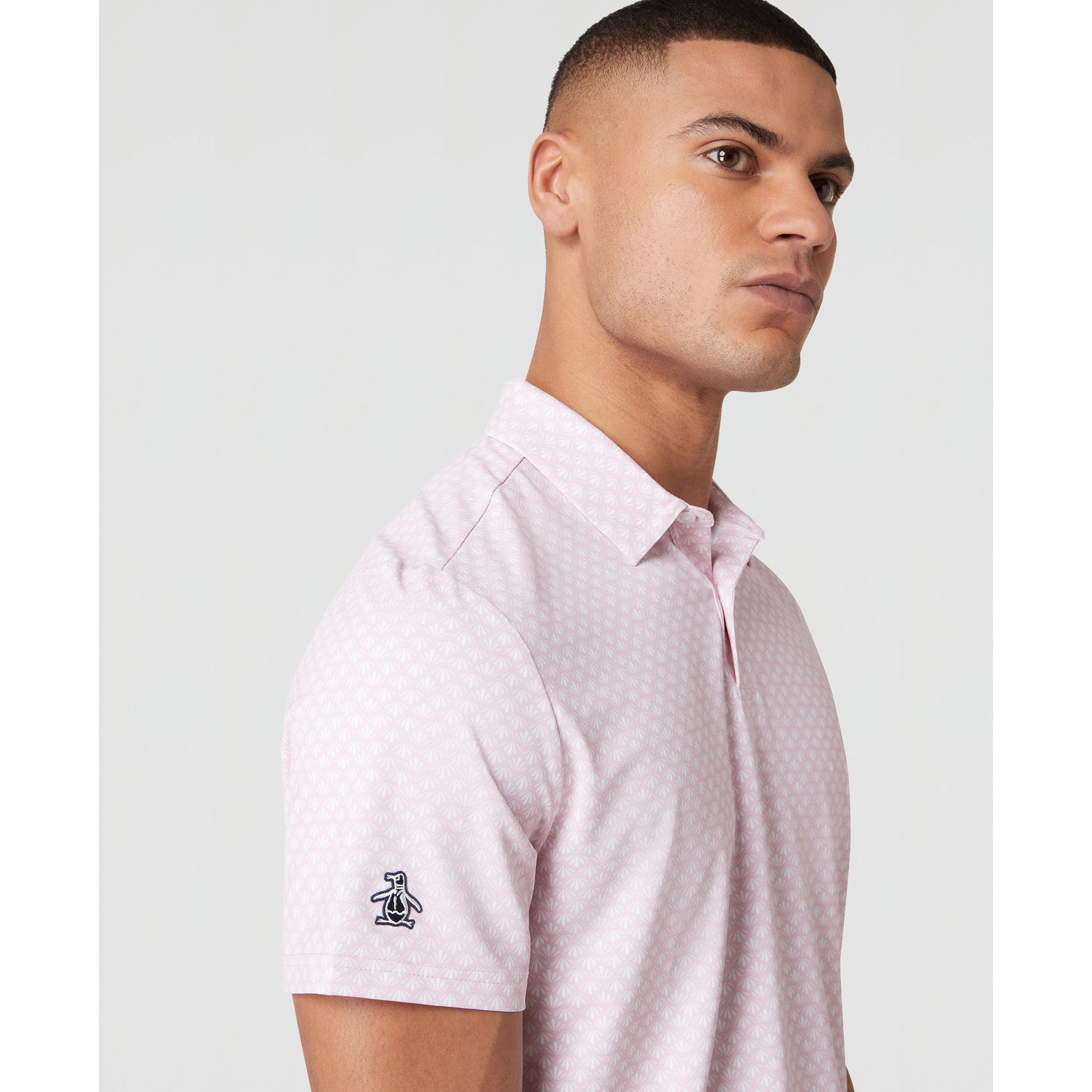Original Penguin Retro Geo Print Golf Polo Shirt In Charm Pink(Retro Geo Print Golf Polo Shirt Pink Ogksc0e6gg 689)