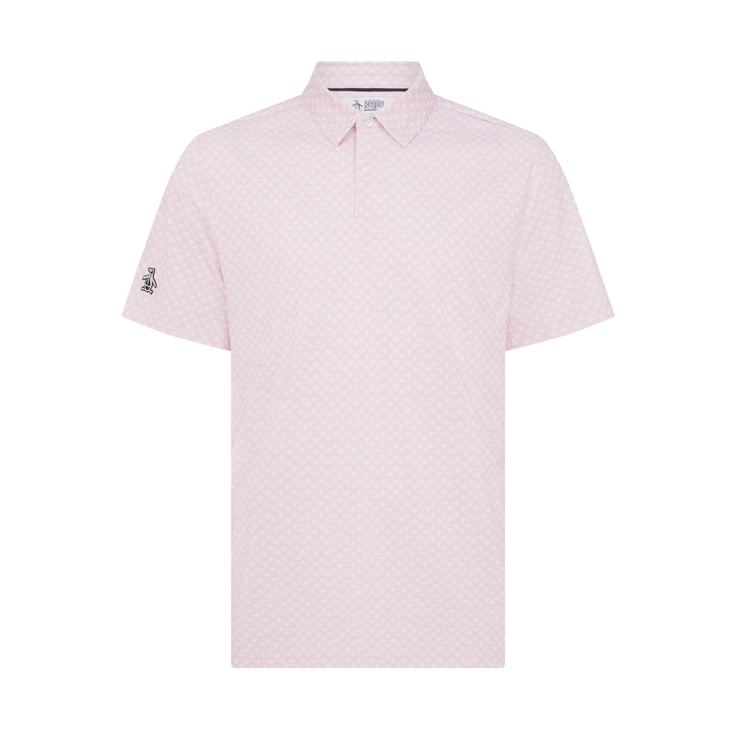 Original Penguin Retro Geo Print Golf Polo Shirt In Charm Pink(Retro Geo Print Golf Polo Shirt Pink Ogksc0e6gg 689)
