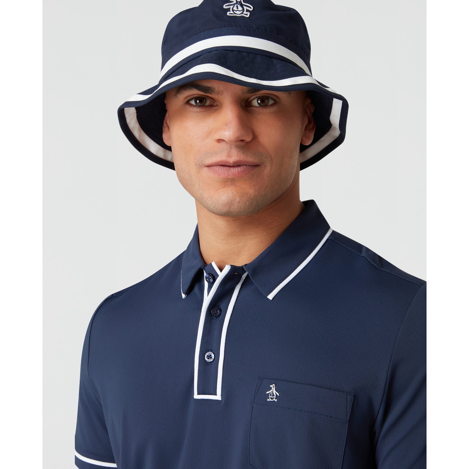 Original Penguin Technical Earl Short Sleeve Golf Polo Shirt In Black Iris(Technical Earl Golf Polo Blue Ogkse002gg 417)