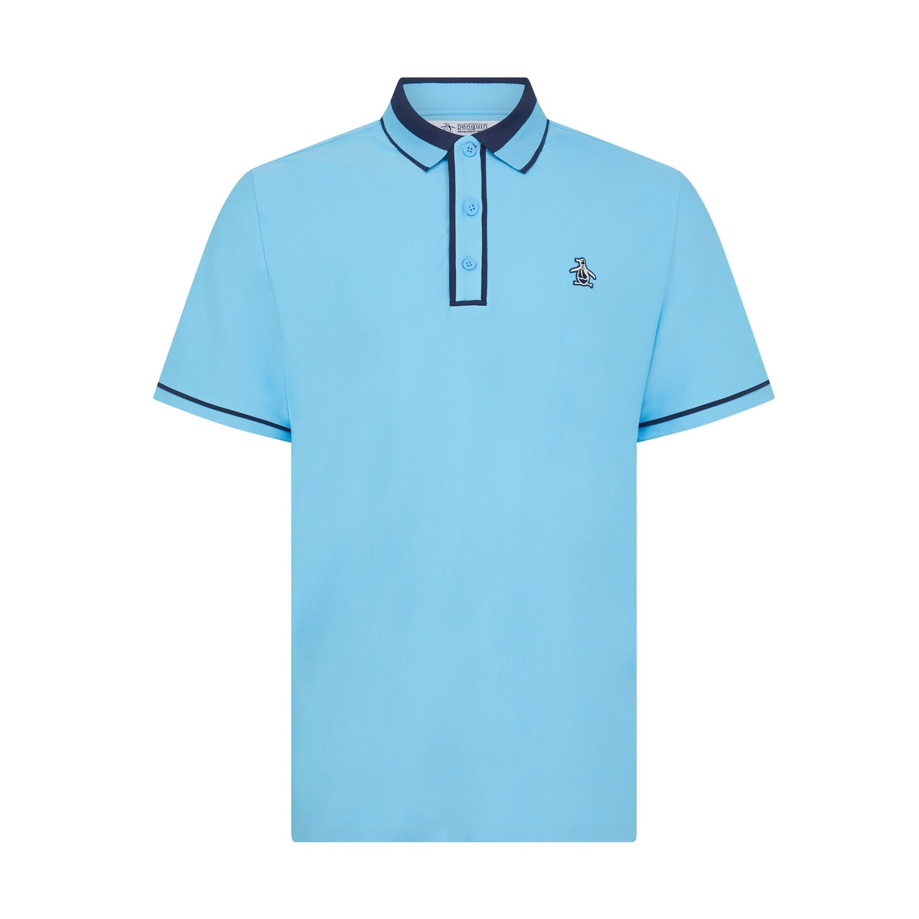 Original Penguin Ribbed Earl Blocked Golf Polo Shirt In Blue Grotto(Ribbed Earl Blocked Golf Polo Shirt Blue Ogksf016gg 457)