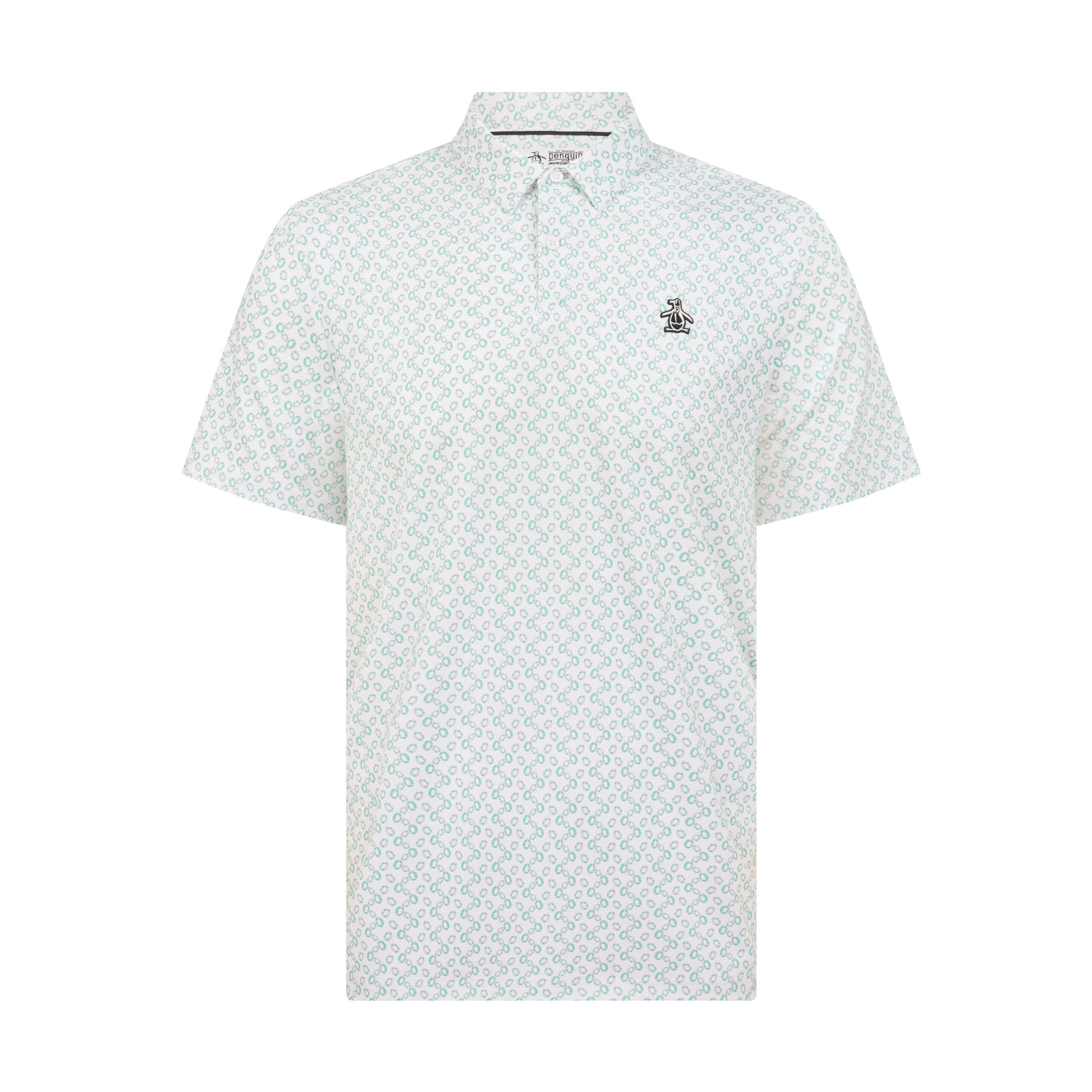 Original Penguin All Over Lifesaver Print Golf Polo Shirt In Bright White(All Over Lifesaver Print Golf Polo Shirt White Ogksf018gg 118)