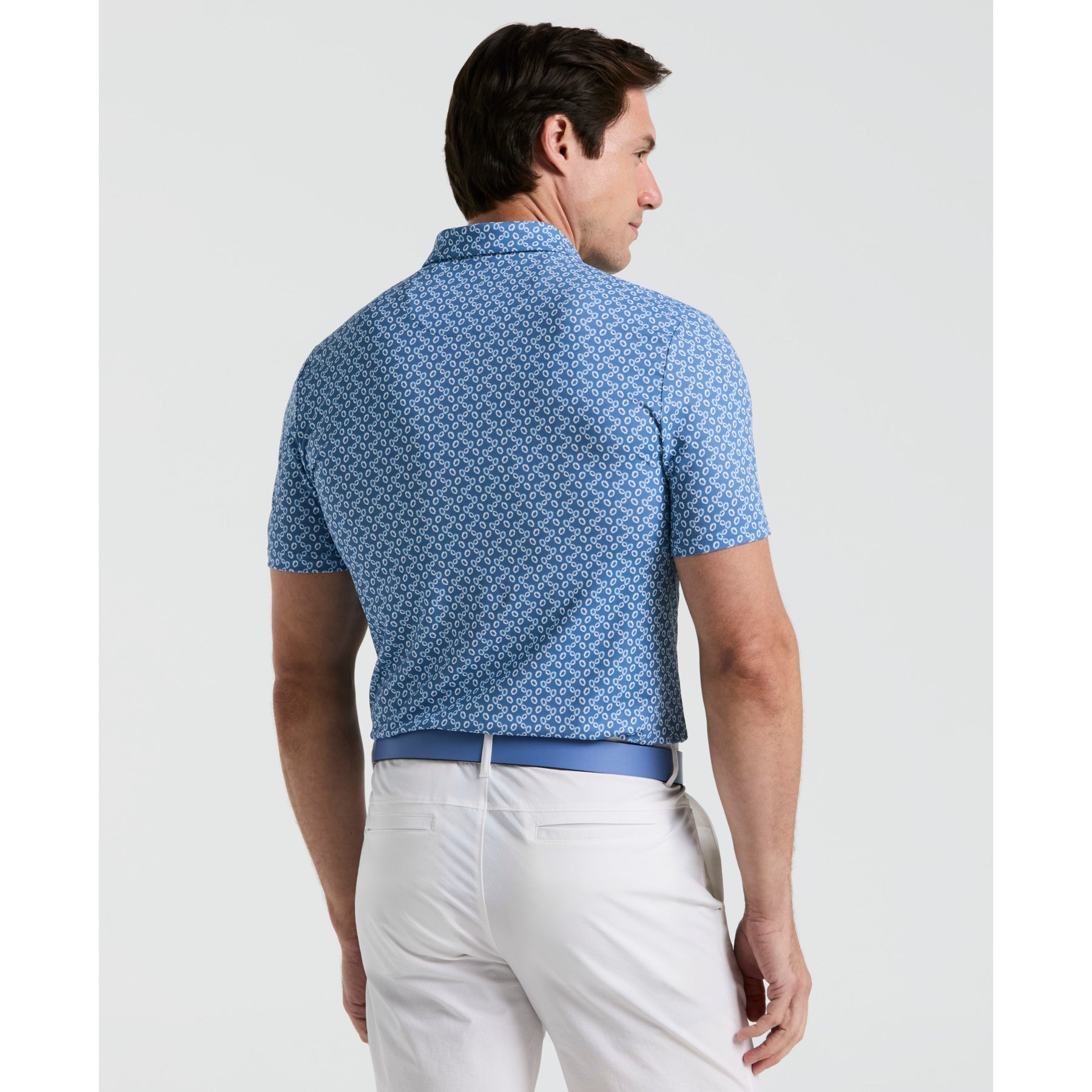 Original Penguin All Over Lifesaver Print Golf Polo Shirt In Quiet Harbour(All Over Lifesaver Print Golf Polo Shirt Blue Ogksf018gg 453)