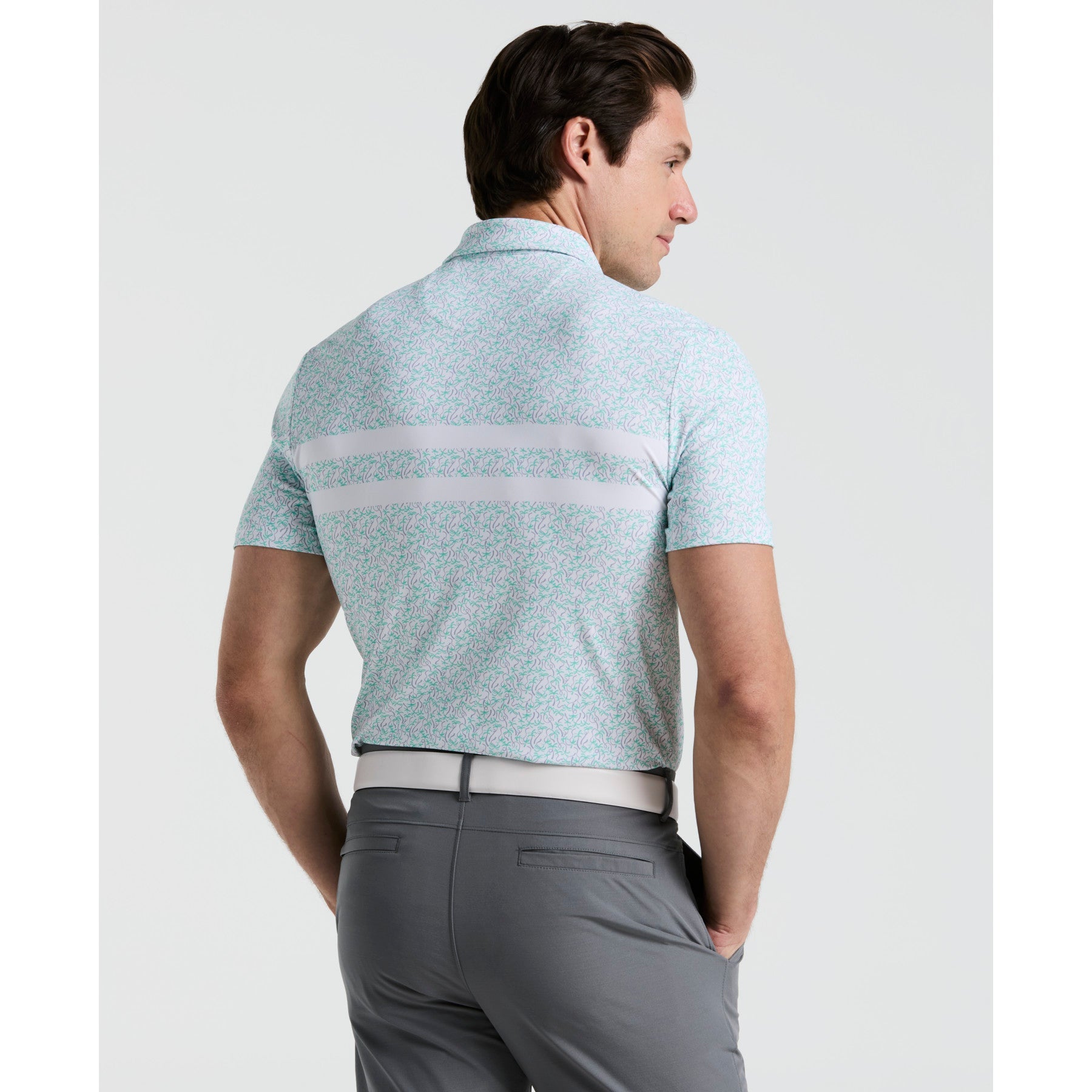 Original Penguin Engineered Novelty Stripe Printed Golf Polo Shirt In Bright White(Engineered Novelty Stripe Printed Golf Polo Shirt White Ogksf019gg 118)