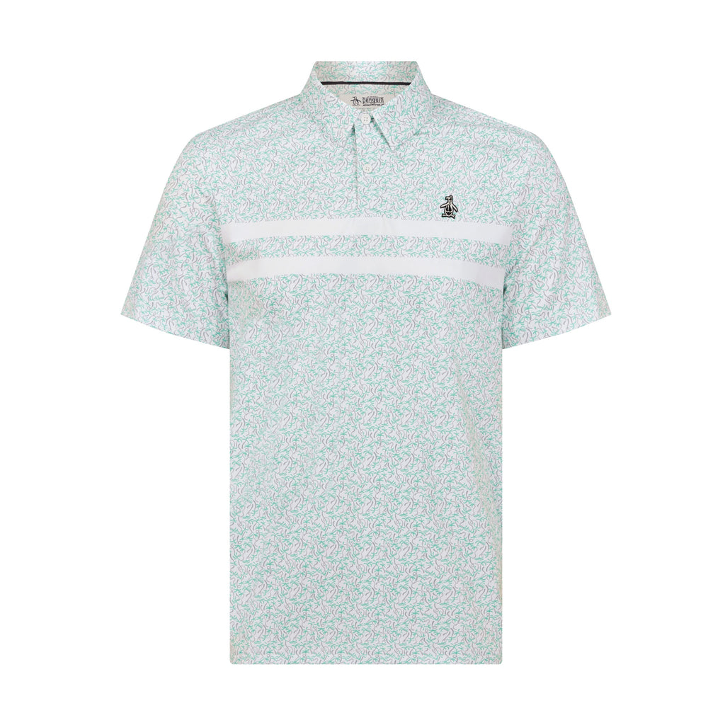 Original Penguin Engineered Novelty Stripe Printed Golf Polo Shirt In Bright White(Engineered Novelty Stripe Printed Golf Polo Shirt White Ogksf019gg 118)
