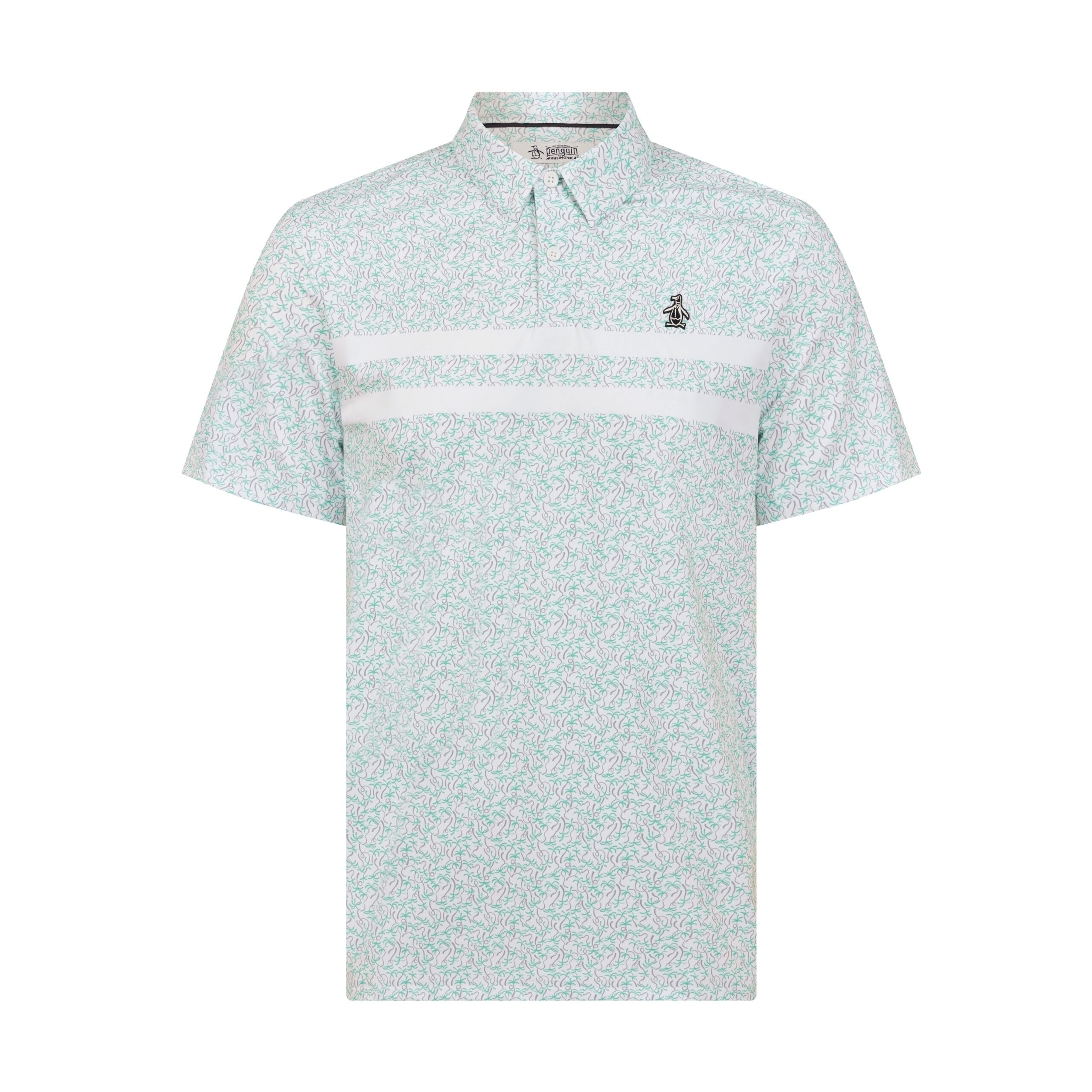 Original Penguin Engineered Novelty Stripe Printed Golf Polo Shirt In Bright White(Engineered Novelty Stripe Printed Golf Polo Shirt White Ogksf019gg 118)