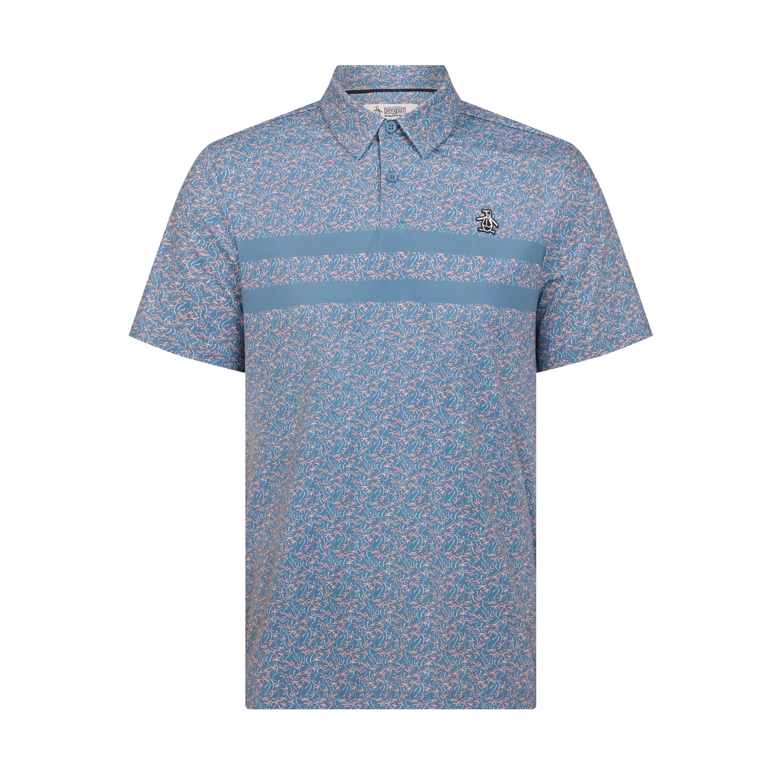 Original Penguin Engineered Novelty Stripe Printed Golf Polo Shirt In Quiet Harbour(Engineered Novelty Stripe Printed Golf Polo Shirt Blue Ogksf019gg 453)