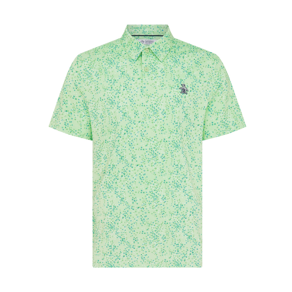 Original Penguin All Over Micro Abstract Printed Golf Polo Shirt In Sprucestone(All Over Micro Abstract Printed Golf Polo Shirt Green Ogksf025gg 338)
