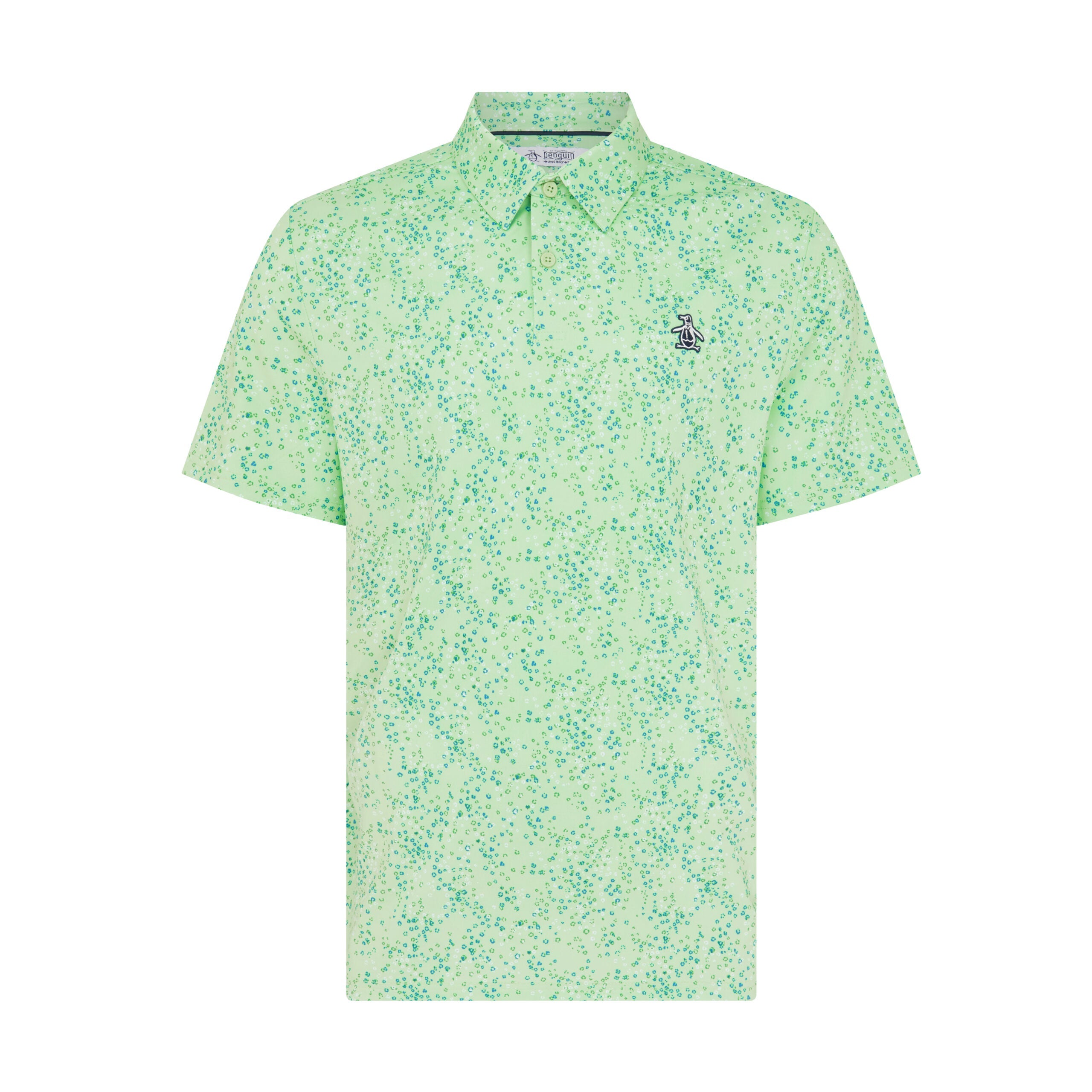 Original Penguin All Over Micro Abstract Printed Golf Polo Shirt In Sprucestone(All Over Micro Abstract Printed Golf Polo Shirt Green Ogksf025gg 338)