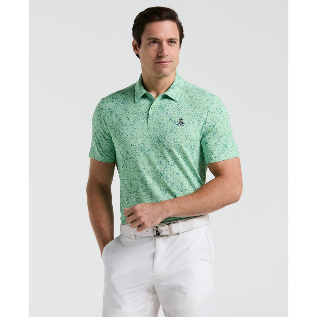 Original Penguin All Over Micro Abstract Printed Golf Polo Shirt In Sprucestone(All Over Micro Abstract Printed Golf Polo Shirt Green Ogksf025gg 338)