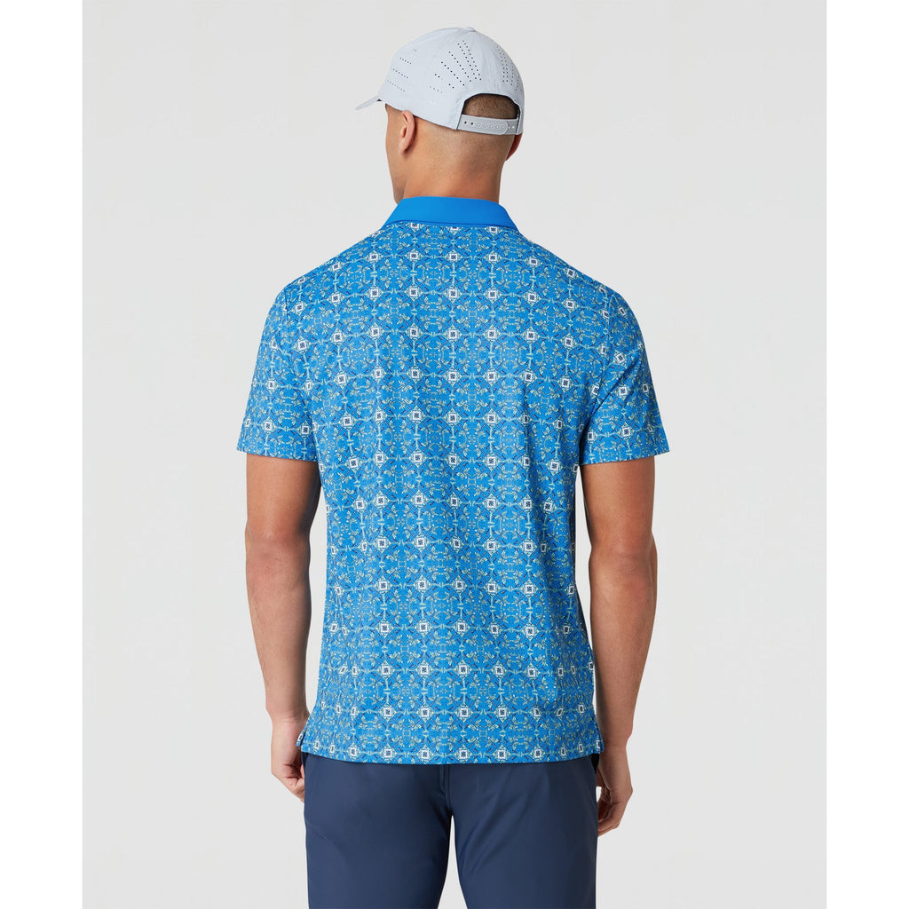 Original Penguin All Over Cocktail Windowpane Printed Golf Polo Shirt In French Blue(All Over Cocktail Windowpane Printed Golf Polo Shirt Blue Ogksf026gg 478)