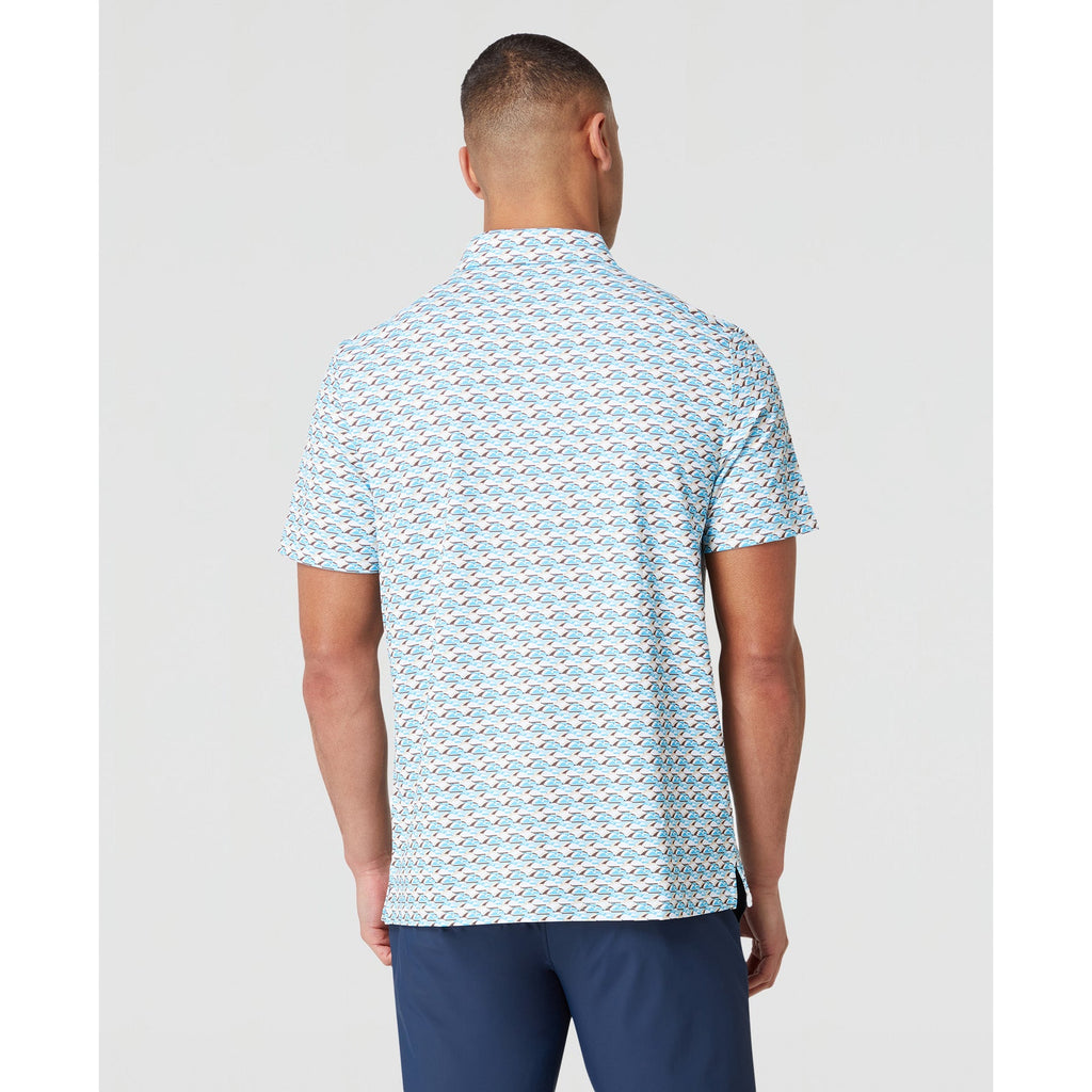 Original Penguin Layered Umbrella Print Golf Polo Shirt In Blue Grotto(Layered Umbrella Print Golf Polo Shirt Blue Ogksf029gg 457)