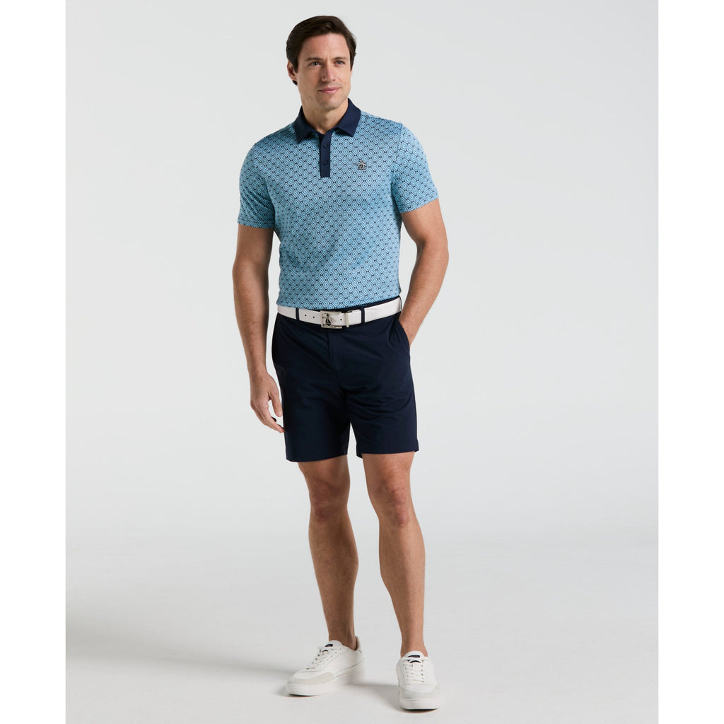 Original Penguin Yarn Dyed Bohemian Jacquard Golf Polo Shirt In Black Iris(Yarn Dyed Bohemian Jacquard Golf Polo Shirt Blue Ogksf030gg 417)
