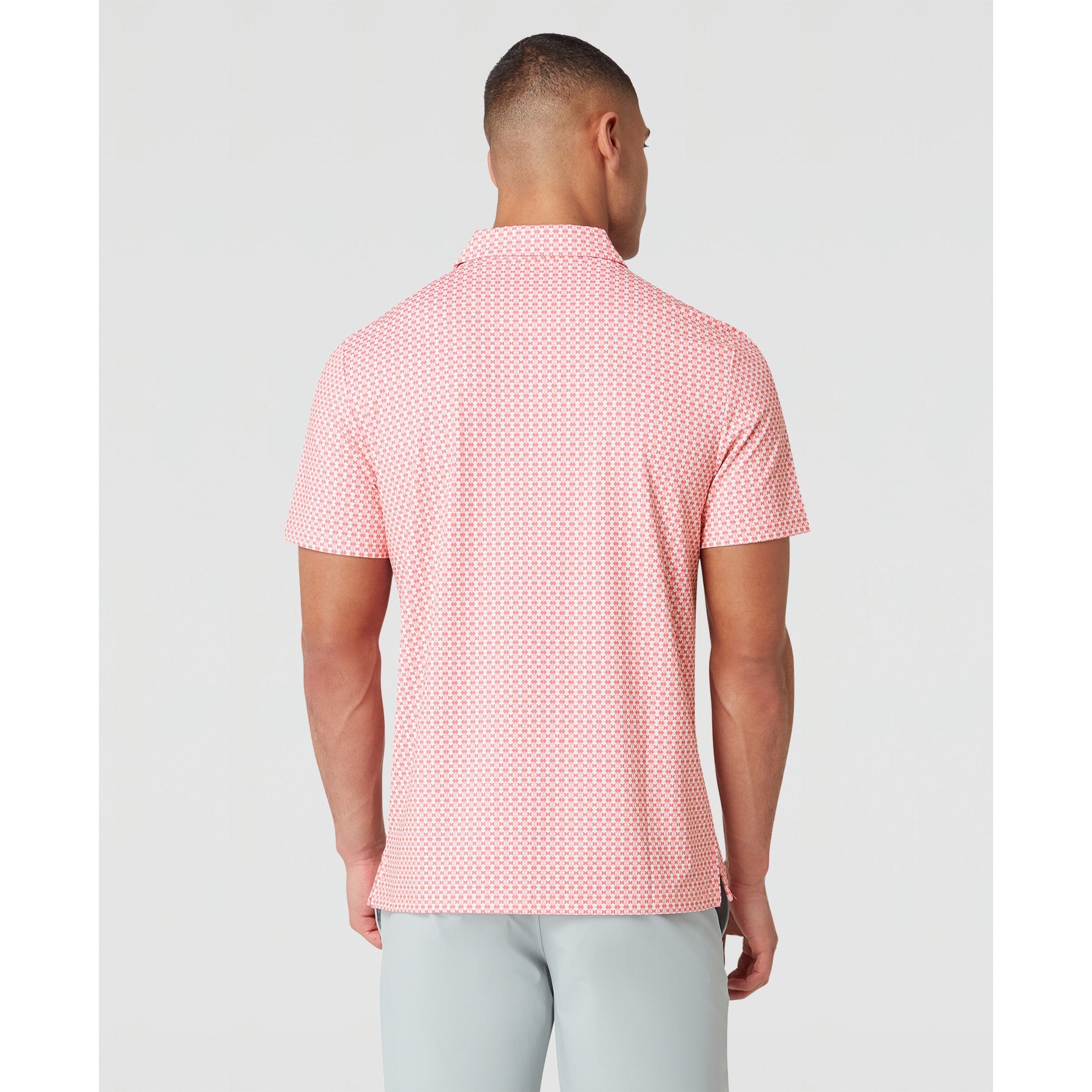 Original Penguin All Over Pete's Bowtie Micro Print Golf Polo Shirt In Murex Shell(All Over Petes Bowtie Micro Print Golf Polo Shirt Pink Ogksf031gg 680)