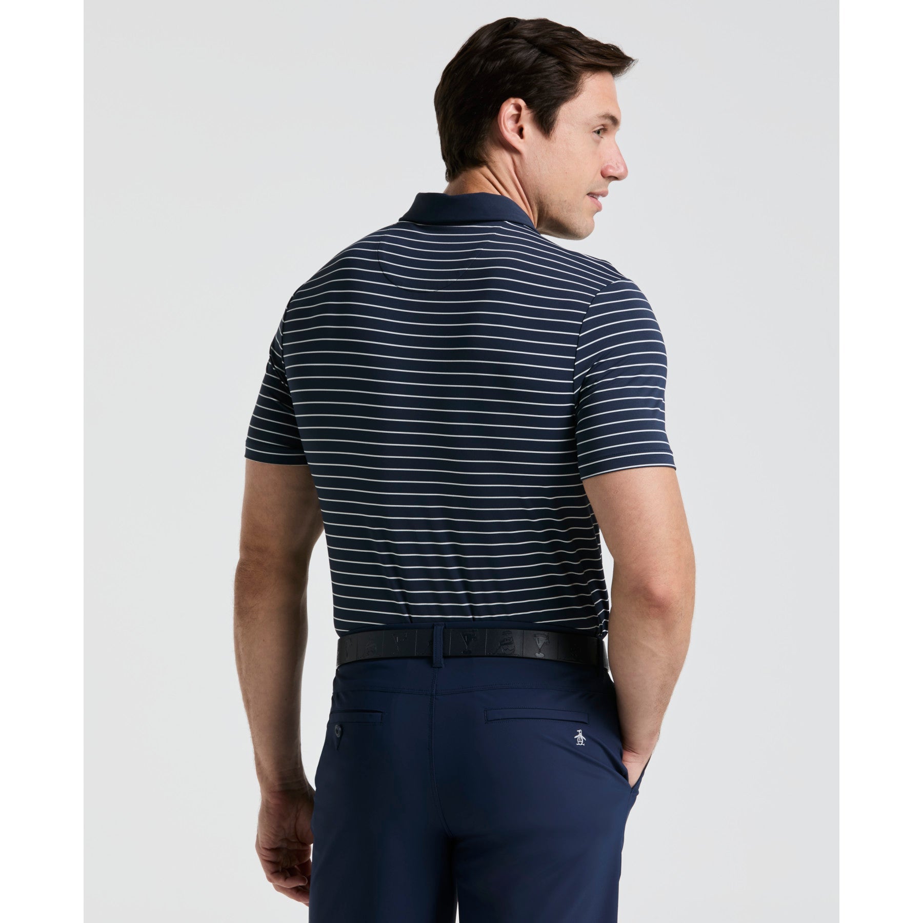 Original Penguin The Heritage Stripe Golf Polo Shirt In Black Iris(The Heritage Stripe Golf Polo Shirt Blue Ogksf043gg 417)