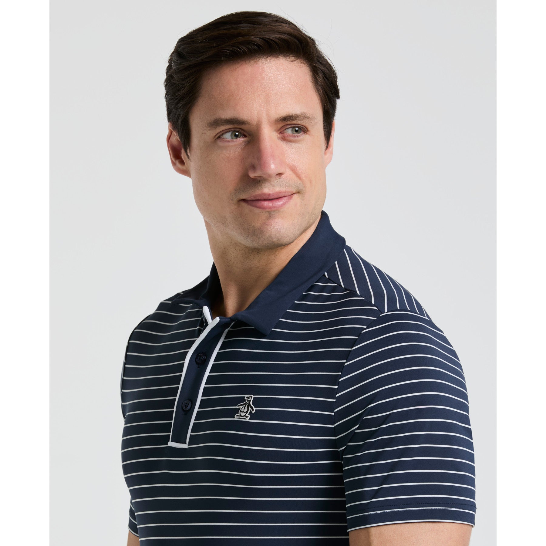 Original Penguin The Heritage Stripe Golf Polo Shirt In Black Iris(The Heritage Stripe Golf Polo Shirt Blue Ogksf043gg 417)