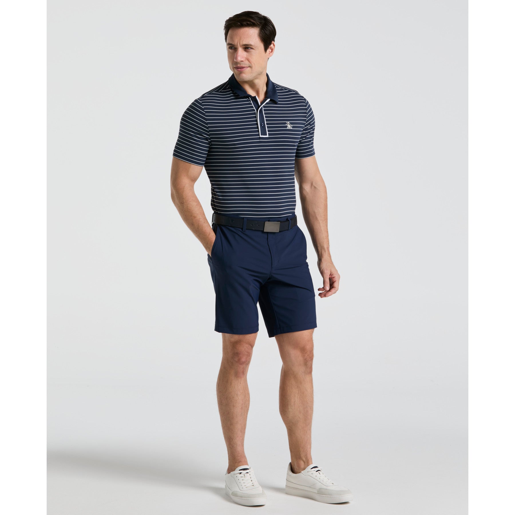 Original Penguin The Heritage Stripe Golf Polo Shirt In Black Iris(The Heritage Stripe Golf Polo Shirt Blue Ogksf043gg 417)