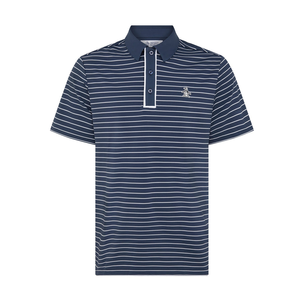 Original Penguin The Heritage Stripe Golf Polo Shirt In Black Iris(The Heritage Stripe Golf Polo Shirt Blue Ogksf043gg 417)